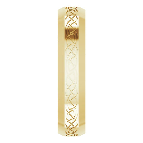 14K Yellow Gold 5 mm Beveled-Edge Celtic-Inspired Comfort-Fit Flat Band Size 9.5