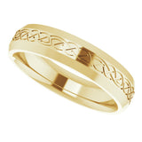 14K Yellow Gold 5 mm Beveled-Edge Celtic-Inspired Comfort-Fit Flat Band Size 9.5