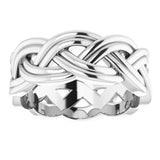 14K White Gold 8 mm Woven-Design Band Size 8.5