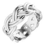 14K White Gold 8 mm Woven-Design Band Size 8.5