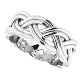 14K White Gold 8 mm Woven-Design Band Size 8.5