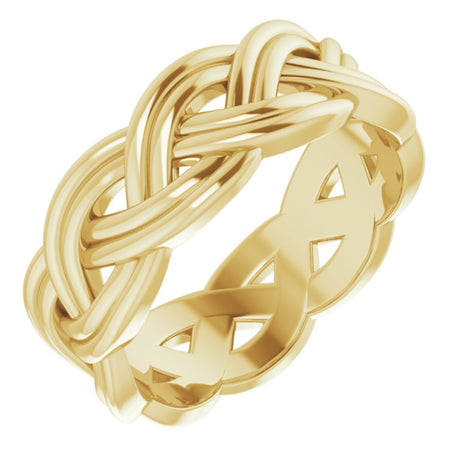 10K Yellow Gold 8 mm Woven-Design Band Size 10.5