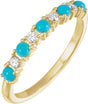 14K Yellow Gold Natural Turquoise & 1/8 CTW Natural Diamond Ring