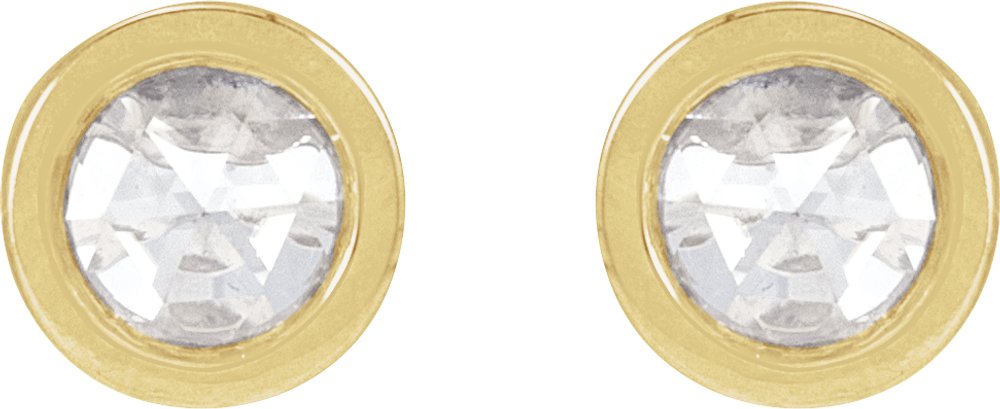 14K Yellow 1/5 CTW Rose-Cut Natural Diamond Stud Earrings