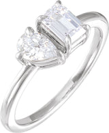 14K White Gold 1 CTW Lab-Grown Diamond Two-Stone Ring