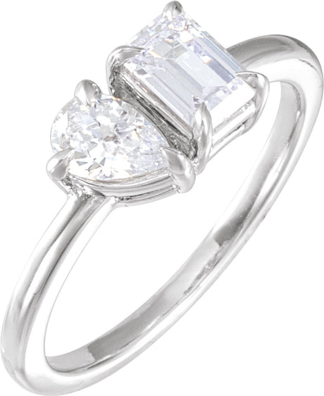 14K White Gold 1 CTW Lab-Grown Diamond Two-Stone Ring