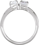 14K White 1 CTW Lab-Grown Diamond Two-Stone Ring