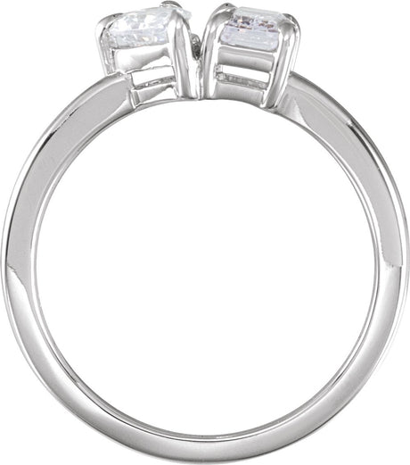 14K White 1 CTW Lab-Grown Diamond Two-Stone Ring