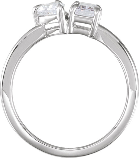 14K White Gold 1 CTW Lab-Grown Diamond Two-Stone Ring