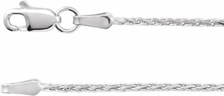14K White Gold 1.5 mm Diamond-Cut Wheat 18" Chain