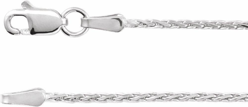 14K White Gold 1.5 mm Diamond-Cut Wheat 24" Chain