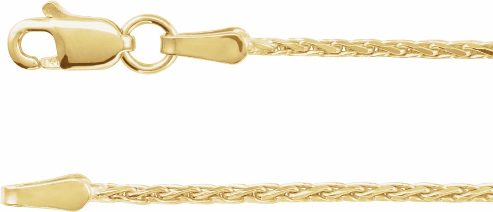 14K Yellow Gold 1.5 mm Diamond-Cut Wheat 24" Chain