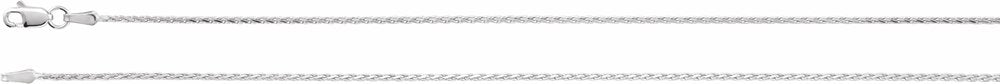 14K White Gold 1.5 mm Diamond-Cut Wheat 16" Chain