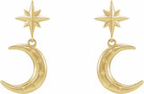 14K Yellow Crescent Moon Earrings