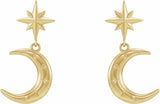 14K Yellow Crescent Moon Earrings