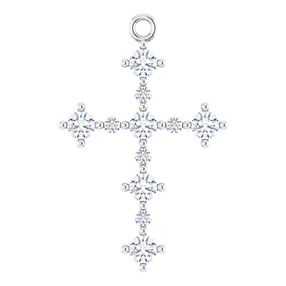 14K White 3/8 CTW Natural Diamond Cross Dangle