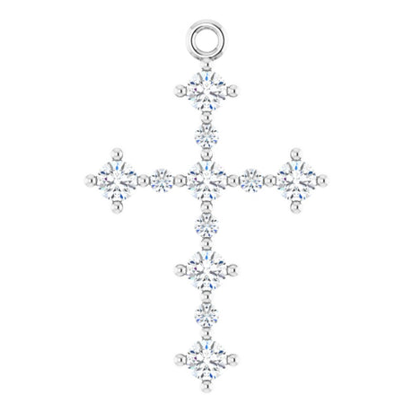 14K White 3/8 CTW Natural Diamond Cross Dangle