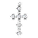 14K White 3/8 CTW Natural Diamond Cross Dangle