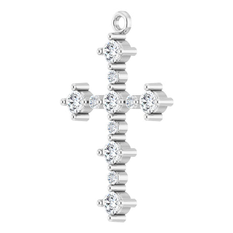 14K White 3/8 CTW Natural Diamond Cross Dangle