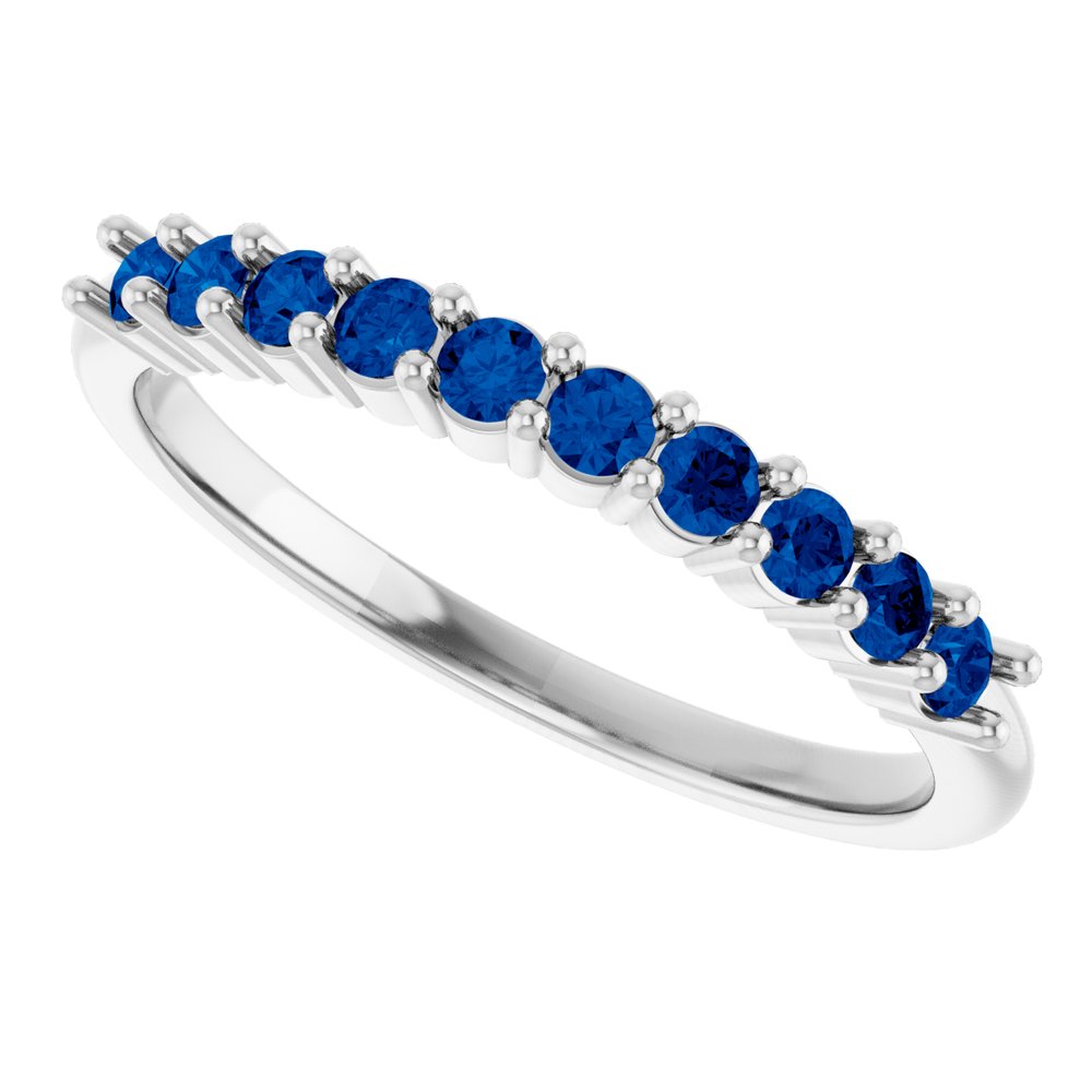 14K White Gold Natural Blue Sapphire 10-Year Anniversary Band