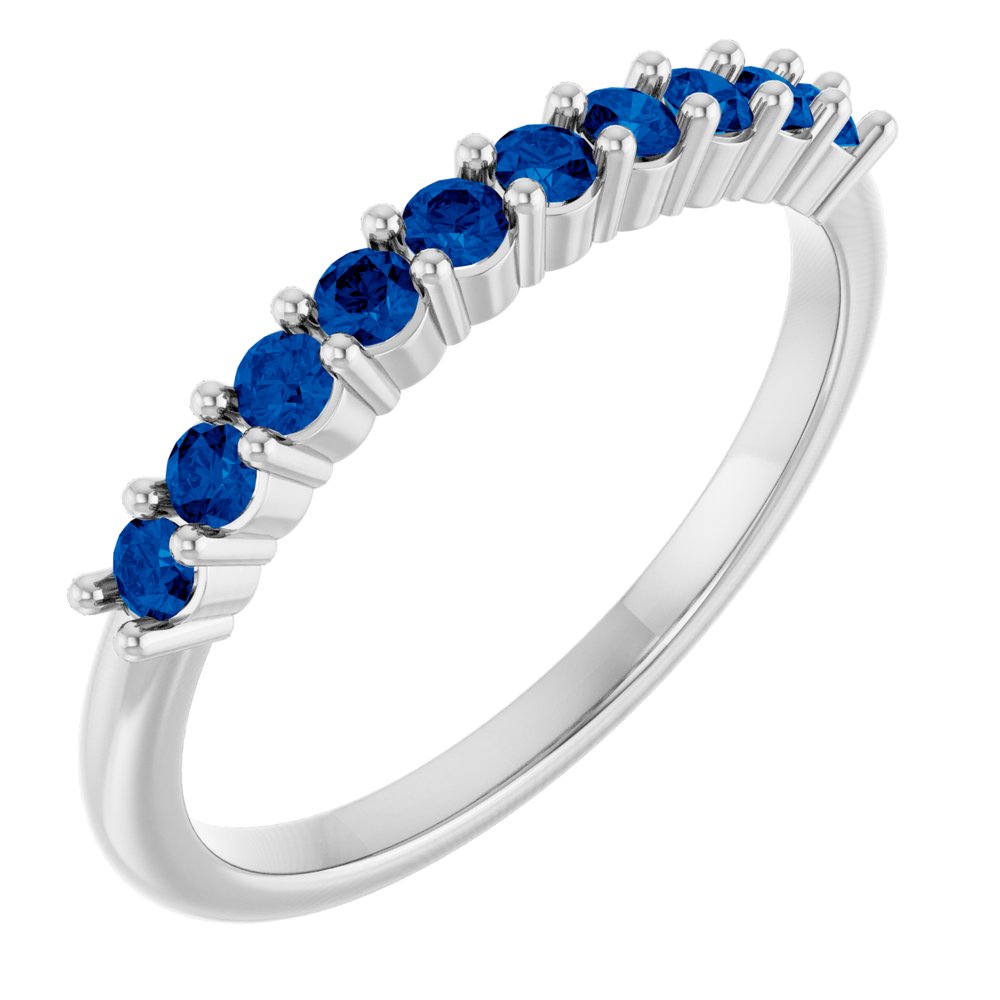 14K White Gold Natural Blue Sapphire 10-Year Anniversary Band