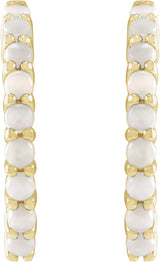 14K Yellow Natural White Opal 20 mm Huggie Hoop Earrings