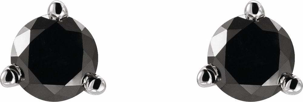 14K White Gold 1/5 CTW Natural Black Diamond  Earrings 