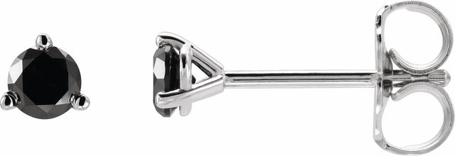 14K White Gold 1/5 CTW Natural Black Diamond  Earrings 