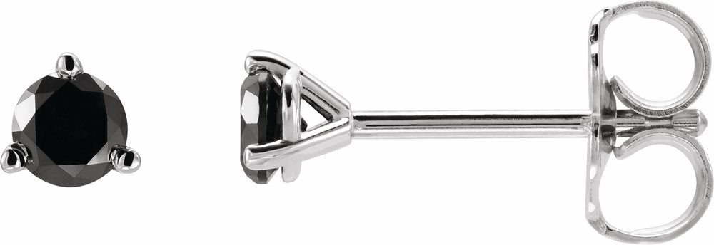 14K White Gold 1/2 CTW Natural Black Diamond Earrings
