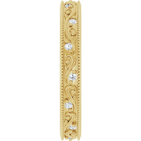 14K Yellow 1/10 CTW Natural Diamond Floral Accented Band