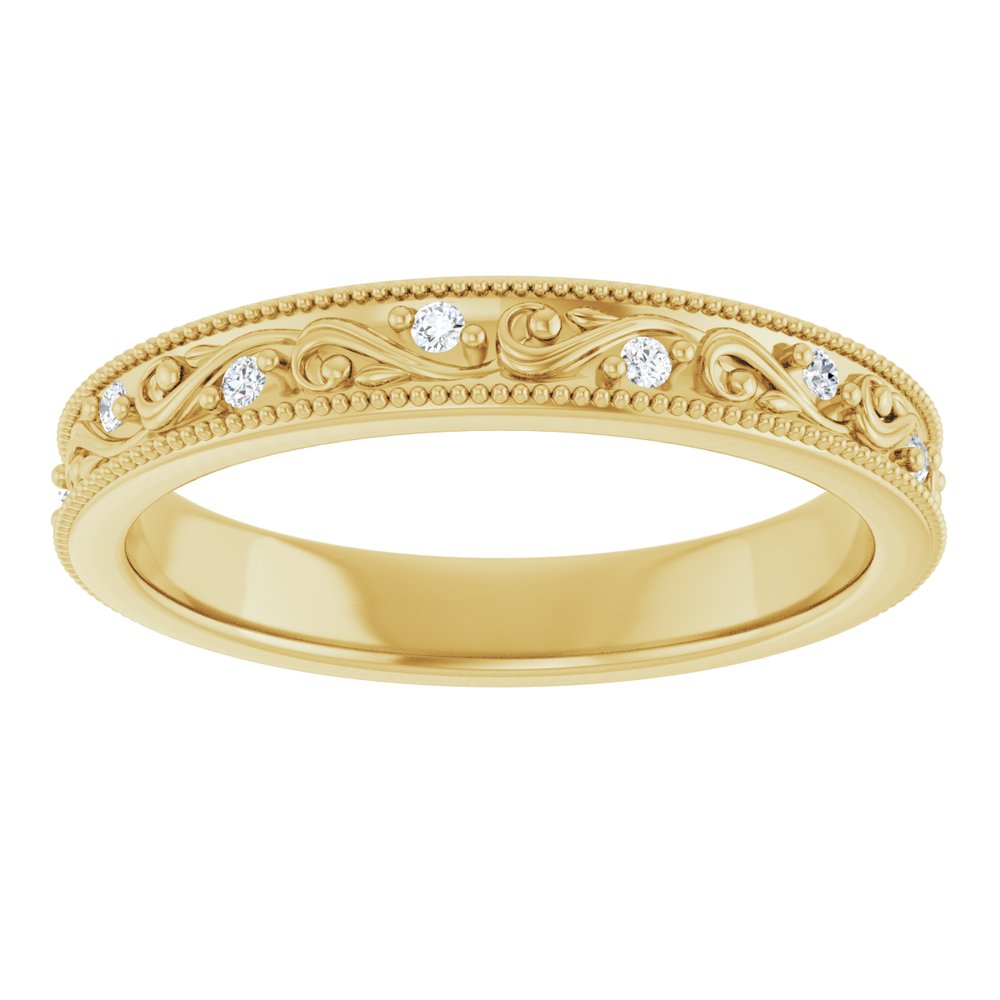 14K Yellow 1/10 CTW Natural Diamond Floral Accented Band