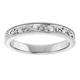 14K White 1/10 CTW Natural Diamond Floral Accented Band