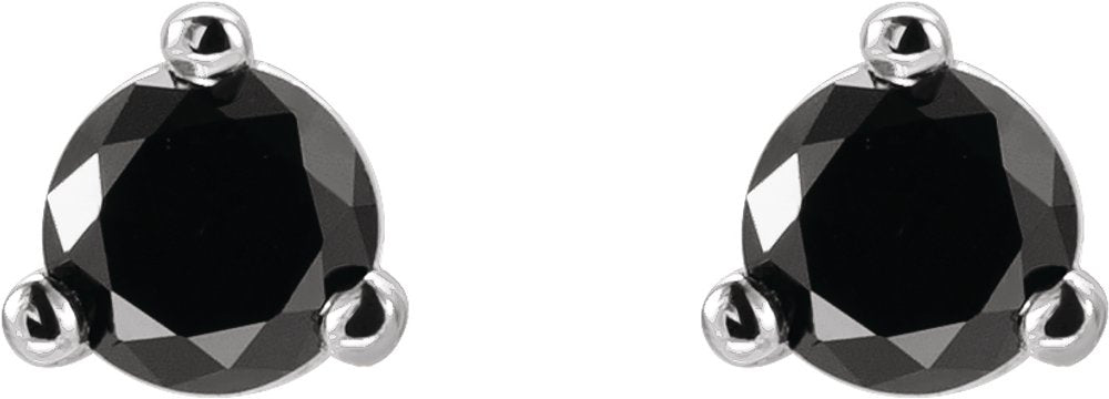 14K White 1/8 CTW Natural Black Diamond  Earrings