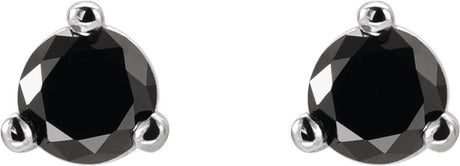 14K White 1/8 CTW Natural Black Diamond  Earrings
