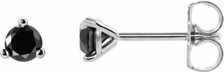 14K White Gold 1/8 CTW Natural Black Diamond  Earrings 