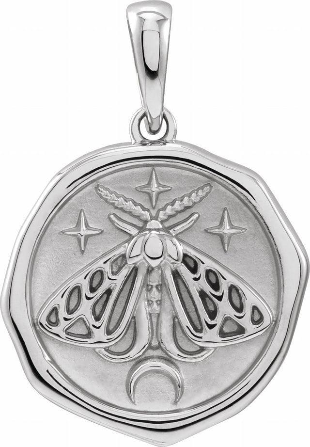 Sterling Silver Symbolic Moth Animal Pendant
