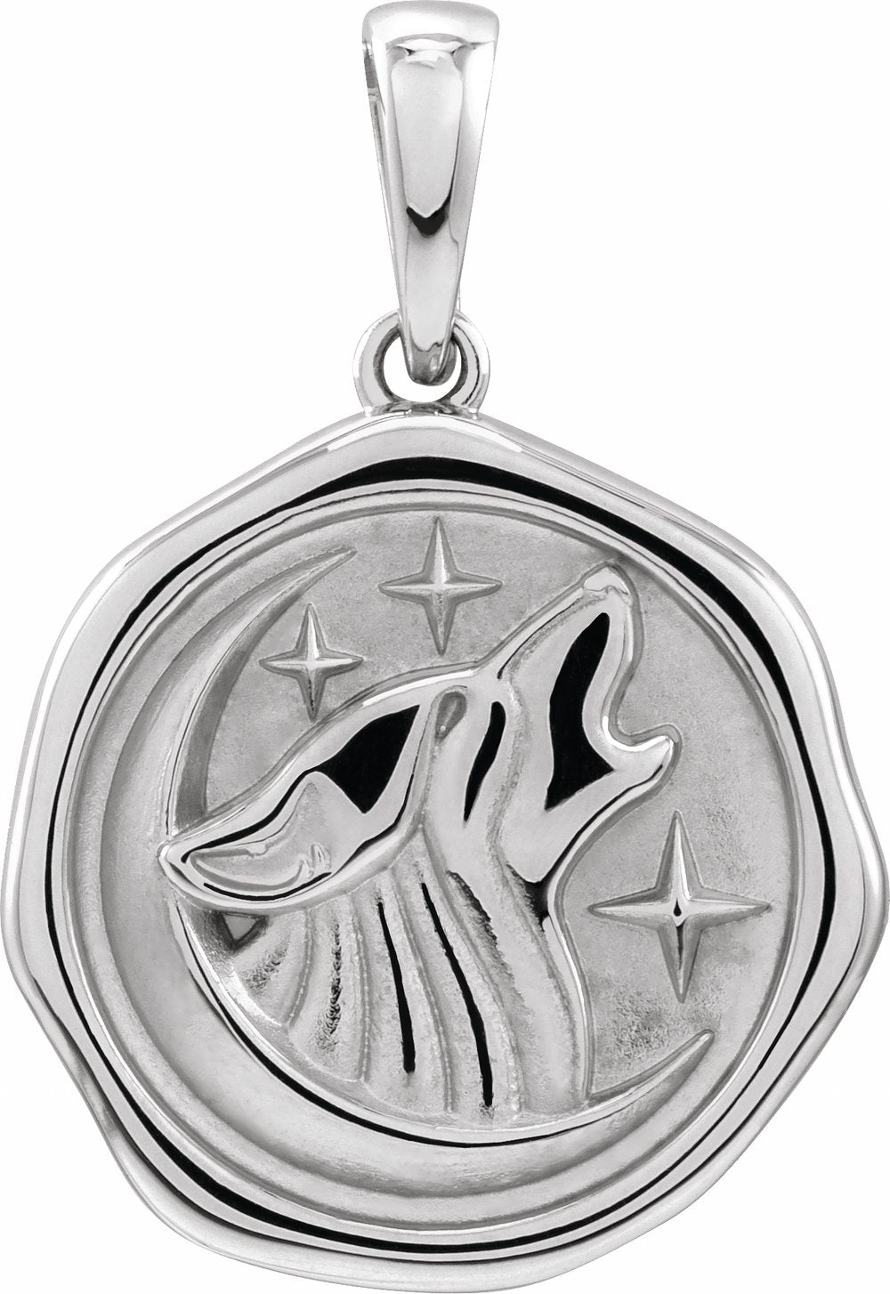 Sterling Silver Symbolic Wolf Animal Pendant