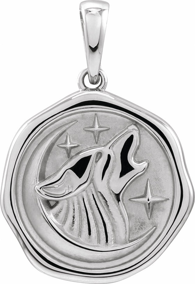 Sterling Silver Symbolic Wolf Animal Pendant