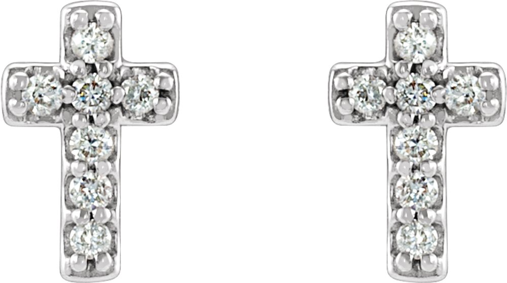 14K White .06 CTW Natural Diamond Cross Earrings