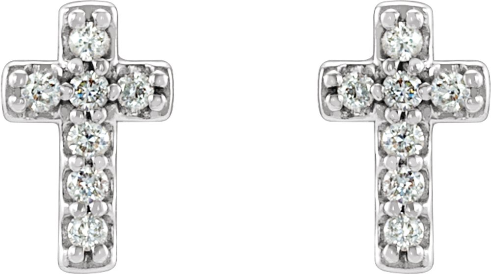 14K White Gold .06 CTW Natural Diamond Cross Earrings