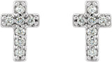 14K White Gold .06 CTW Natural Diamond Cross Earrings