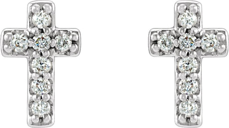 14K White .06 CTW Natural Diamond Cross Earrings