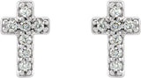 14K White .06 CTW Natural Diamond Cross Earrings