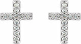 14K White Gold .08 CTW Natural Diamond Cross Earrings