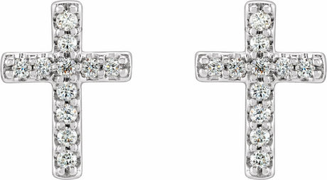 14K White Gold .08 CTW Natural Diamond Cross Earrings
