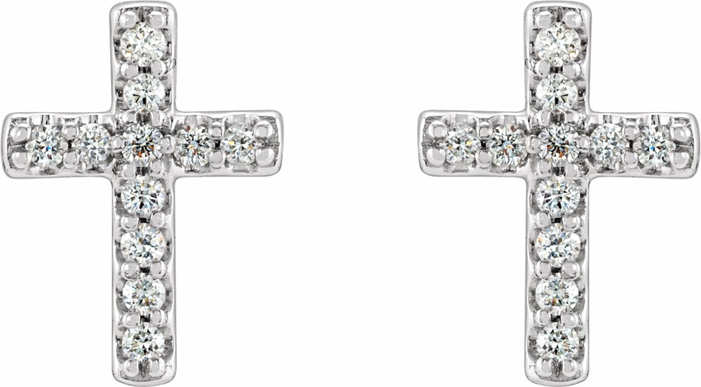 14K White 1/10 CTW Natural Diamond Cross Earrings