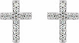 14K White 1/10 CTW Natural Diamond Cross Earrings