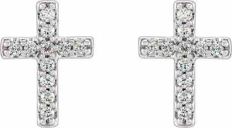 14K White 1/10 CTW Natural Diamond Cross Earrings