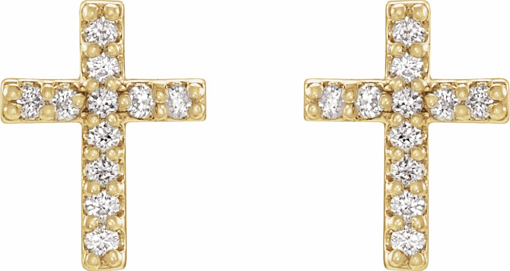 14K Yellow Gold .05 CTW Natural Diamond Cross Earrings