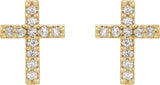 14K Yellow Gold .05 CTW Natural Diamond Cross Earrings
